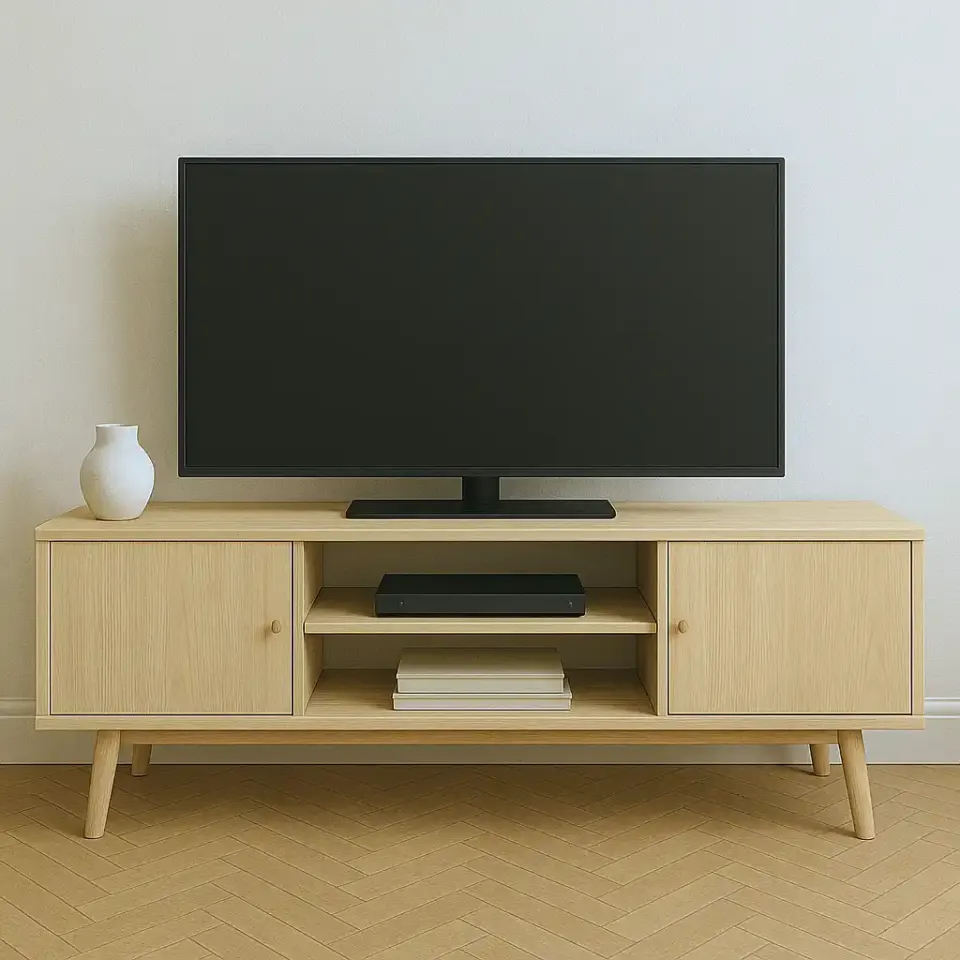 İskandinav TV Ünitelerinde Açık Tonlu Masif Ahşap Kullanımı