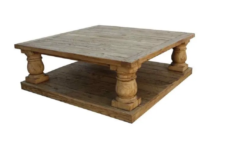 Square Baluster-Leg Coffee Table – Lower Deck, Distressed