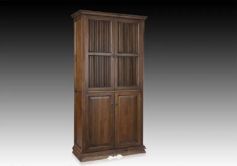 Reeded-Door Wooden Office Cabinet – Four Doors